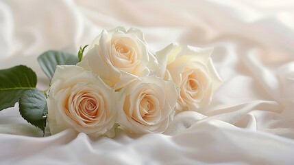 Obraz premium Elegant Roses on Pristine White for Serene Mornings
