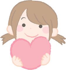 ハートを持った女の子のイラスト2-2