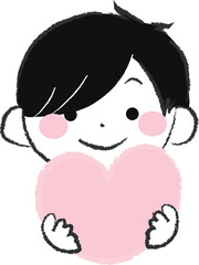 ハートを持った男の子のイラスト1-3