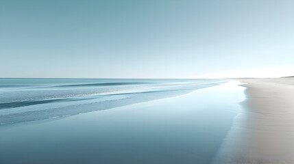 Serene Ocean View with Reflection on Sandy Beach