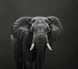 Majestic elephant black and white large animal portrait