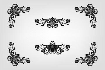 Classical Baroque Filigree Decoration Ornament Vintage Floral Border Style Antique Art Retro