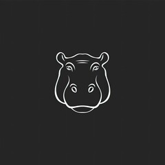 Hippopotamus Animal Logo Black And White Design Symbol Generative AI