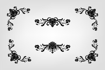 Classical Baroque Filigree Decoration Ornament Vintage Floral Border Style Antique Art Retro