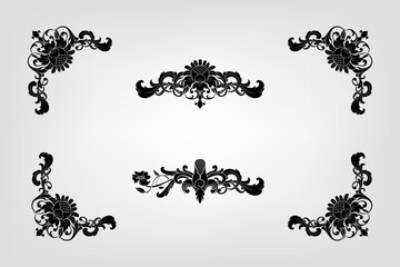 Classical Baroque Filigree Decoration Ornament Vintage Floral Border Style Antique Art Retro
