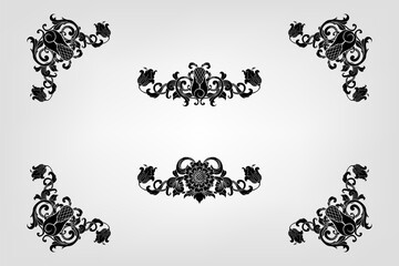 Classical Baroque Filigree Decoration Ornament Vintage Floral Border Style Antique Art Retro
