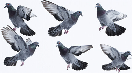 pigeon isolated on white - obrazy, fototapety, plakaty