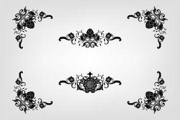 Classical Baroque Filigree Decoration Ornament Vintage Floral Border Style Antique Art Retro