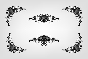 Classical Baroque Filigree Decoration Ornament Vintage Floral Border Style Antique Art Retro