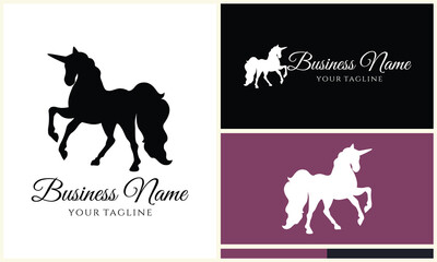 silhouette donkey unicorn logo template