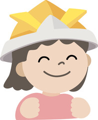 兜をかぶった笑顔の女の子