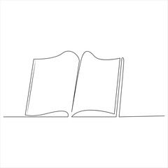 
Continuous one line book drawing out line vector illustration design