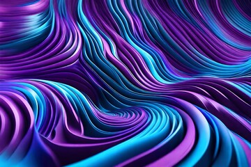 Abstract 3d illustration of background of bright abstract purple and blue curved folds
