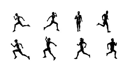 vector illustration of running athlete silhouette