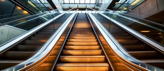 Escalators are found in various locations like office buildings, shopping malls, and subway stations.