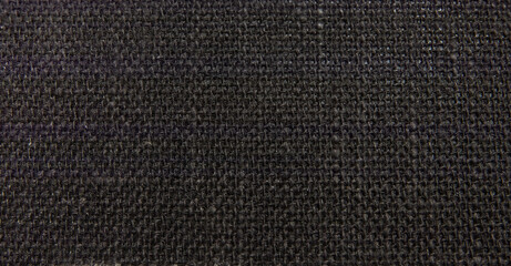 Macro Black Textured Linen Fabric Textile