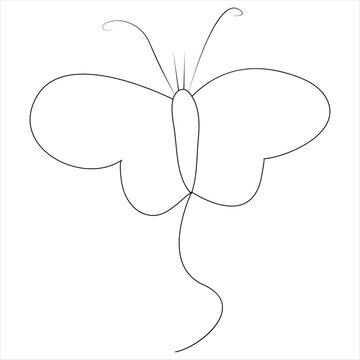 Continuous one line drawing of butterfly line art drawing vector illustration