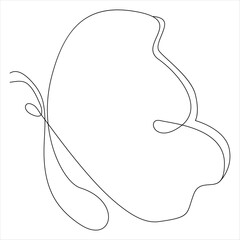 Continuous one line drawing of butterfly line art drawing vector illustration
