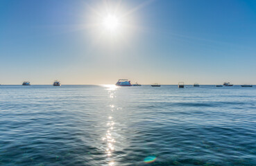 Sunrise over the sea. Panoramic seascape.