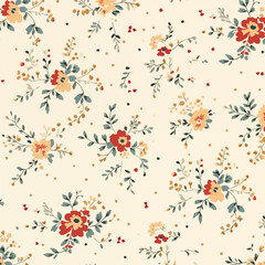 Romantic, retro, pastel, floral pattern