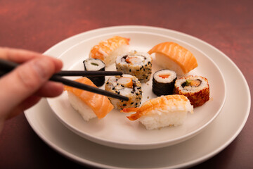 sushi and chopsticks