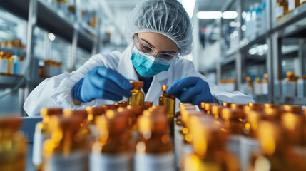 Quality Control process at a pharmaceutical manufacturing plant.