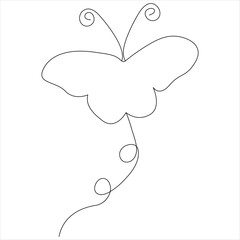 Continuous one line drawing of butterfly line art drawing vector illustration
