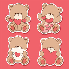 set of teddy bears valentine