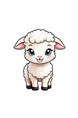 Cute sheep cartoon character isolated on transparent background