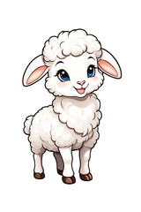 Cute sheep cartoon character isolated on transparent background