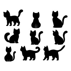 Isolated cats on the white background. cats silhouettes. Vector EPS 10.	