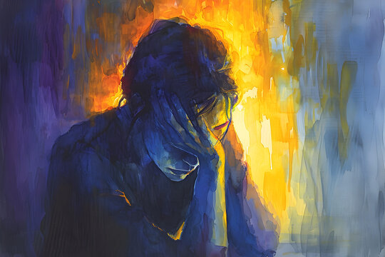 Oil Painting of a man Contemplating