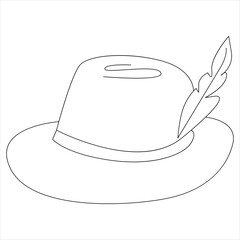 Continuous one line drawing of hat cap line art drawing vector illustration