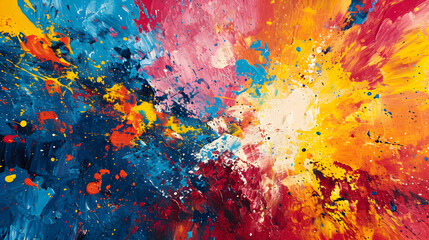Colorful Painting with Vibrant Paint Splatters