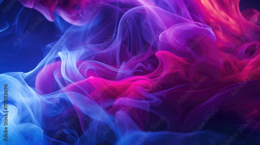 Poster vibrant streaks of neon light through the dense smoke, creating a mesmerizing and dynamic display.