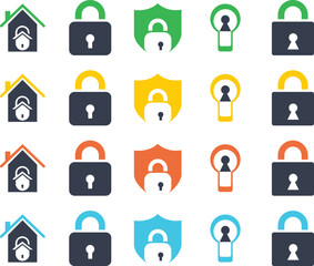 lock icon or logo isolated sign symbol vector illustration - Collection of high-quality black style vector icons, Abstract security vector icon illustration isolated on black background. Shield icon