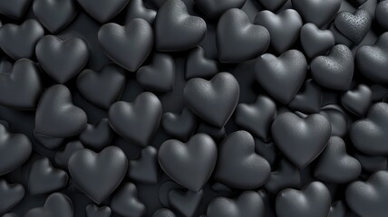 romantic valentine's day background with black hearts and love. black stones background