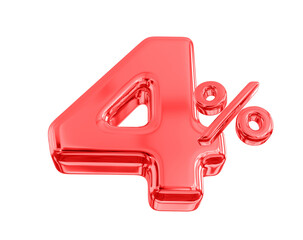 4% Promotion Sale off in red 3d 