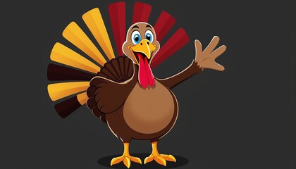 Cartoon Art: Happy Waving Turkey