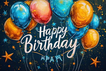 Happy birthday moments holiday cheer time to celebrate life party decoration of balloons card expressions of joy event marked by greeting background of festive design illustration of anniversary