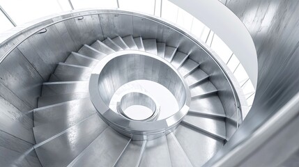 Silver Spiral Staircase Architecture