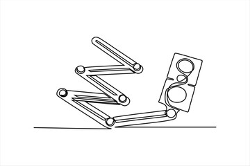 Fototapeta premium continuous line vector illustration design ruler tool