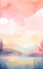 Abstract colorful pastel nature scenery oil painting with meadow, flowers, river, foliage. Natural view aesthetic abstract background canvas texture, brush strokes.