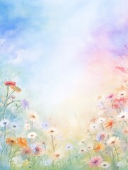 Fototapeta na wymiar Abstract colorful pastel nature scenery flowers oil painting flowers. Natural view aesthetic abstract background canvas texture, brush strokes.