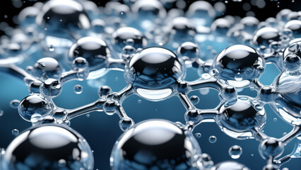 Floating Glass Molecular Structure. water Molecular background