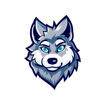 Cute wolf emblem logo cartoon