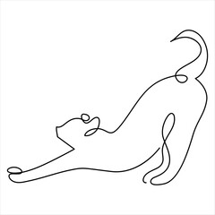 Obraz premium Continuous one line cat pet drawing out line vector illustration design