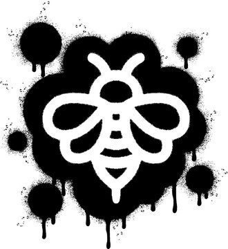 Spray Painted Graffiti bee icon Sprayed isolated with a white background.