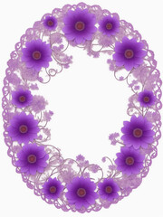 A photo of purple color flowers decorated elegant circle frame Generative AI