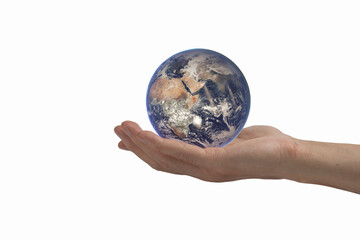 Environment Earth Day In the hands holding earth on Background, Saving environment, and environmentally sustainable. Save Earth. Concept of the Environment World Earth Day.